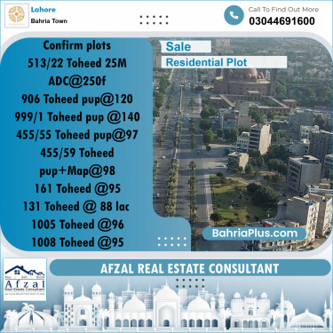 Residential Plot for Sale in Bahria Town, Lahore - (BP-289048)