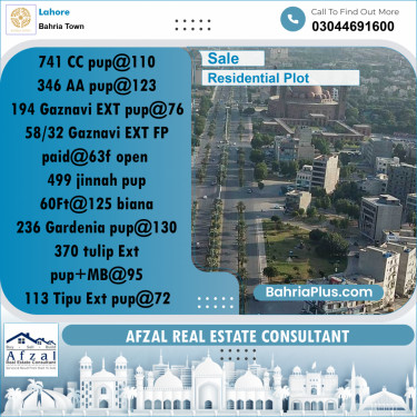 Residential Plot for Sale in Bahria Town, Lahore - (BP-289050)