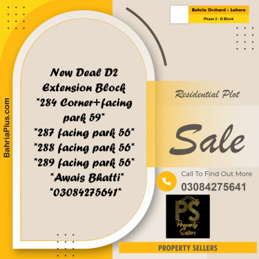 8 Marla Residential Plot for Sale in Phase 2 - D Block -  Bahria Orchard, Lahore - (BP-289089)