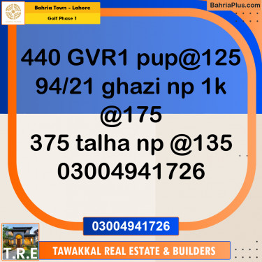 10 Marla Residential Plot for Sale in Golf Phase 1 -  Bahria Town, Lahore - (BP-289147)
