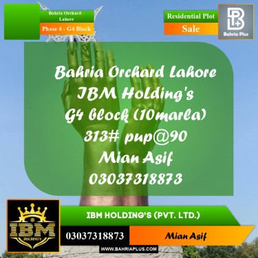 10 Marla Residential Plot for Sale in Phase 4 - G4 Block -  Bahria Orchard, Lahore - (BP-289150)