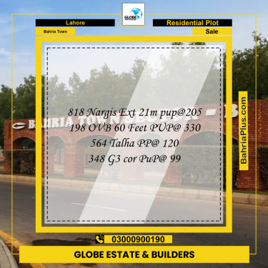 Residential Plot for Sale in Bahria Town, Lahore - (BP-289267)