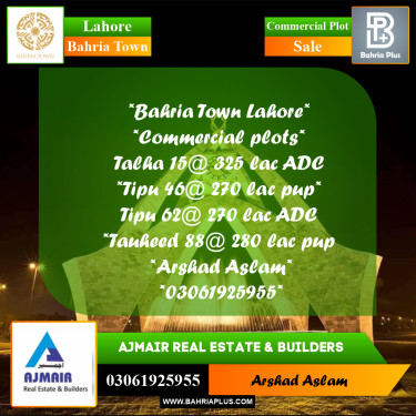 Commercial Plot for Sale in Bahria Town, Lahore - (BP-289271)