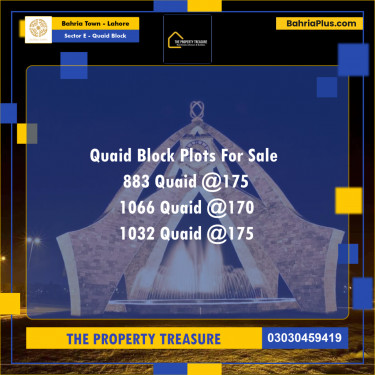 10 Marla Residential Plot for Sale in Sector E - Quaid Block -  Bahria Town, Lahore - (BP-289331)