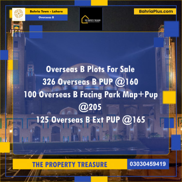 10 Marla Residential Plot for Sale in Overseas B -  Bahria Town, Lahore - (BP-289354)