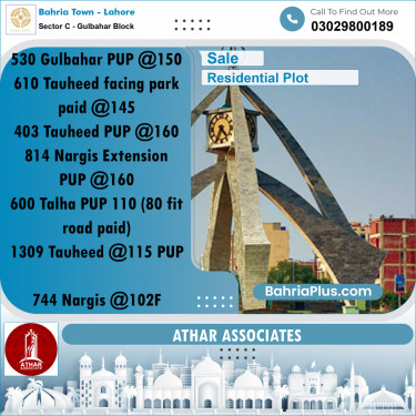 10 Marla Residential Plot for Sale in Sector C - Gulbahar Block -  Bahria Town, Lahore - (BP-289385)
