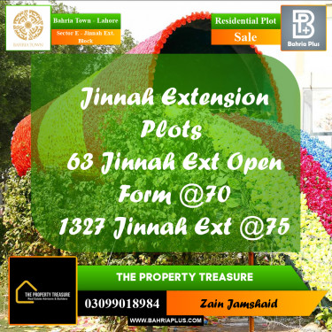 Residential Plot for Sale in Sector E - Jinnah Ext. Block -  Bahria Town, Lahore - (BP-289398)