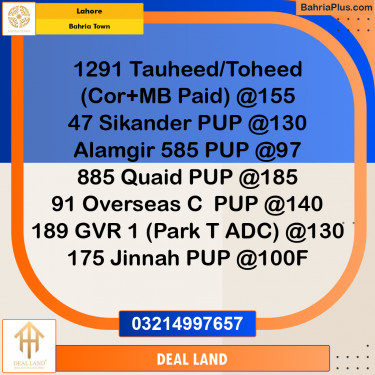 Residential Plot for Sale in Bahria Town, Lahore - (BP-289399)