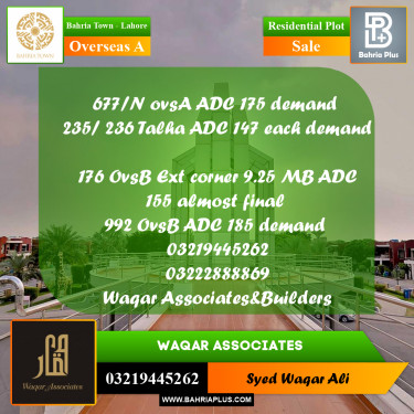10 Marla Residential Plot for Sale in Overseas A -  Bahria Town, Lahore - (BP-289434)