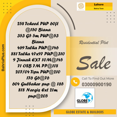 Residential Plot for Sale in Bahria Town, Lahore - (BP-289471)