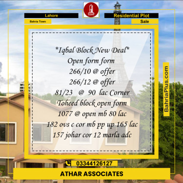 5 Marla Residential Plot for Sale in Bahria Town, Lahore - (BP-289472)