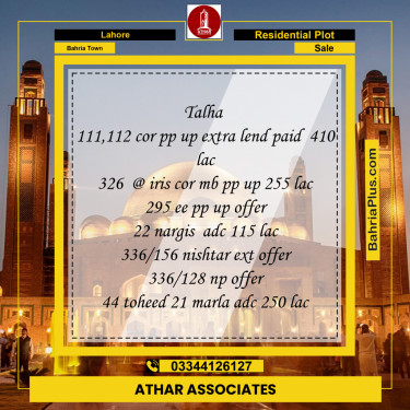 5 Marla Residential Plot for Sale in Bahria Town, Lahore - (BP-289473)