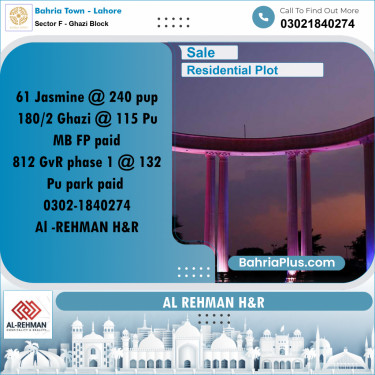 10 Marla Residential Plot for Sale in Sector F - Ghazi Block -  Bahria Town, Lahore - (BP-289483)