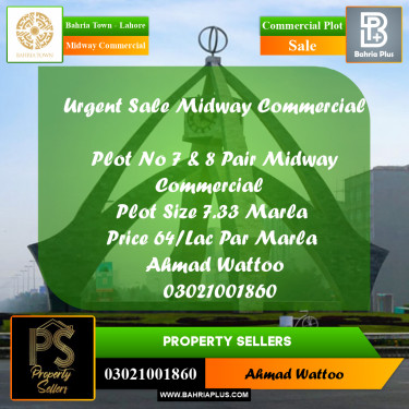 7 Marla Commercial Plot for Sale in Midway Commercial -  Bahria Town, Lahore - (BP-289529)