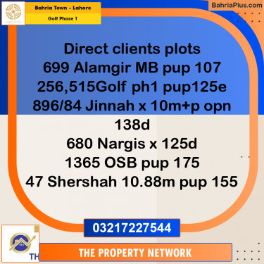 10 Marla Residential Plot for Sale in Golf Phase 1 -  Bahria Town, Lahore - (BP-289577)