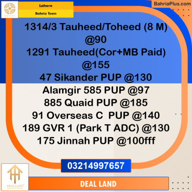 Residential Plot for Sale in Bahria Town, Lahore - (BP-289589)