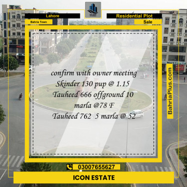 Residential Plot for Sale in Bahria Town, Lahore - (BP-289621)