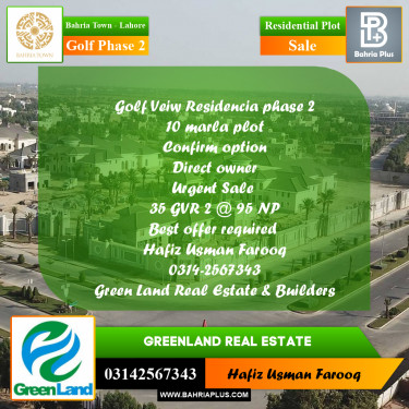 10 Marla Residential Plot for Sale in Golf Phase 2 -  Bahria Town, Lahore - (BP-289643)