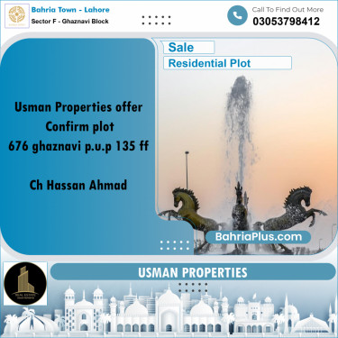 Residential Plot for Sale in Sector F - Ghaznavi Block -  Bahria Town, Lahore - (BP-289647)