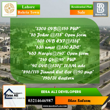 Residential Plot for Sale in Bahria Town, Lahore - (BP-289653)