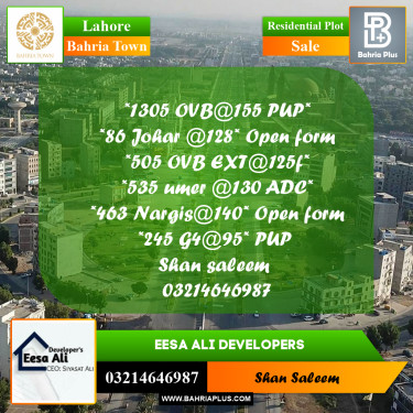 Residential Plot for Sale in Bahria Town, Lahore - (BP-289715)