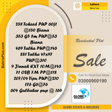 Residential Plot for Sale in Bahria Town, Lahore - (BP-289741)