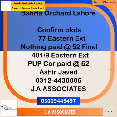 5 Marla Residential Plot for Sale in Phase 1 - Eastern District Ext. II -  Bahria Orchard, Lahore - (BP-289744)