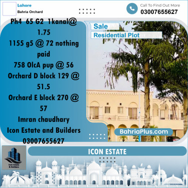 Residential Plot for Sale in Bahria Orchard, Lahore - (BP-289788)