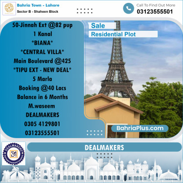 1 Kanal Residential Plot for Sale in Sector B - Shaheen Block -  Bahria Town, Lahore - (BP-289821)
