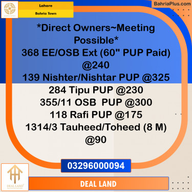 Residential Plot for Sale in Bahria Town, Lahore - (BP-289877)