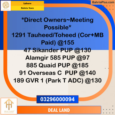 Residential Plot for Sale in Bahria Town, Lahore - (BP-289881)