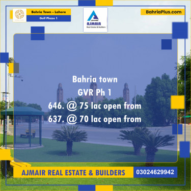 5 Marla Residential Plot for Sale in Golf Phase 1 -  Bahria Town, Lahore - (BP-289882)