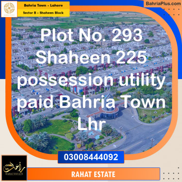 10 Marla Residential Plot for Sale in Sector B - Shaheen Block -  Bahria Town, Lahore - (BP-289921)