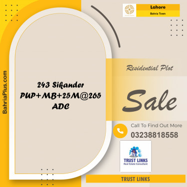 Residential Plot for Sale in Bahria Town, Lahore - (BP-289936)