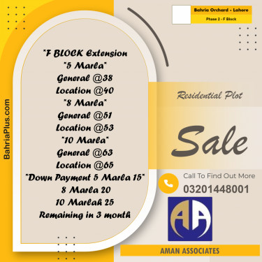 Residential Plot for Sale in Phase 2 - F Block -  Bahria Orchard, Lahore - (BP-289944)