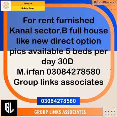 Residential House for Rent in Bahria Town, Lahore - (BP-290048)