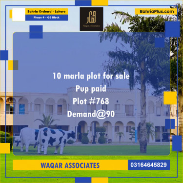10 Marla Residential Plot for Sale in Phase 4 - G5 Block -  Bahria Orchard, Lahore - (BP-290052)