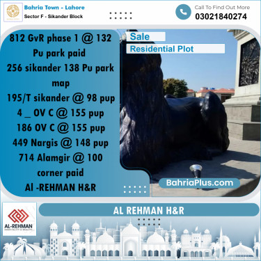 10 Marla Residential Plot for Sale in Sector F - Sikander Block -  Bahria Town, Lahore - (BP-290064)