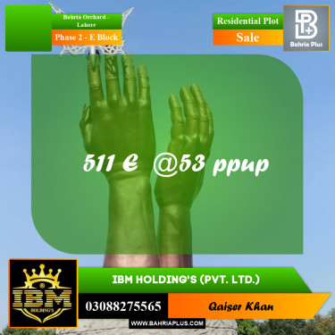 5 Marla Residential Plot for Sale in Phase 2 - E Block -  Bahria Orchard, Lahore - (BP-290077)