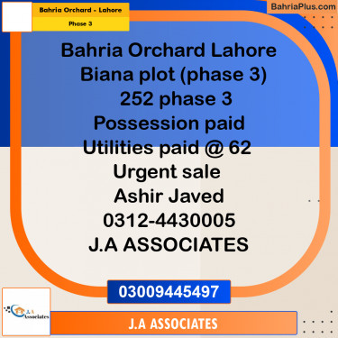 8 Marla Residential Plot for Sale in Phase 3 -  Bahria Orchard, Lahore - (BP-290087)