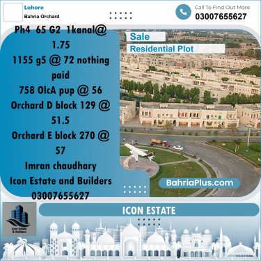Residential Plot for Sale in Bahria Orchard, Lahore - (BP-290092)