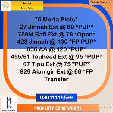 Residential Plot for Sale in Bahria Town, Lahore - (BP-290096)