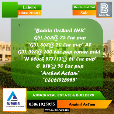 Residential Plot for Sale in Bahria Orchard, Lahore - (BP-290114)