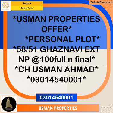 Residential Plot for Sale in Bahria Town, Lahore - (BP-290186)