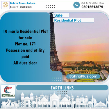 10 Marla Residential Plot for Sale in Sector F - Ghazi Block -  Bahria Town, Lahore - (BP-290197)