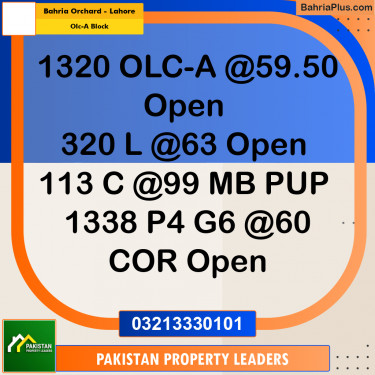 5 Marla Residential Plot for Sale in OLC-A Block -  Bahria Orchard, Lahore - (BP-290210)