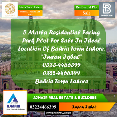 5 Marla Residential Plot for Sale in Sector E - Jinnah Ext. Block -  Bahria Town, Lahore - (BP-290214)