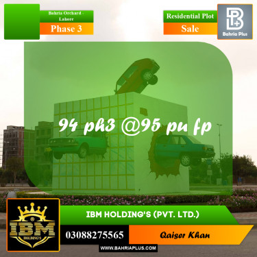 8 Marla Residential Plot for Sale in Phase 3 -  Bahria Orchard, Lahore - (BP-290229)