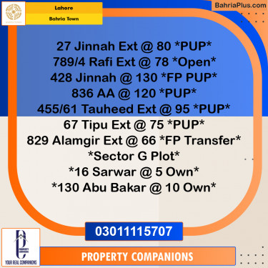Residential Plot for Sale in Bahria Town, Lahore - (BP-290286)