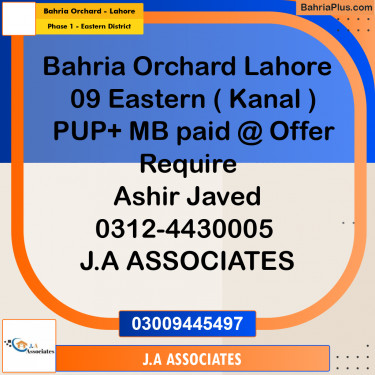 1 Kanal Residential Plot for Sale in Phase 1 - Eastern District -  Bahria Orchard, Lahore - (BP-290309)